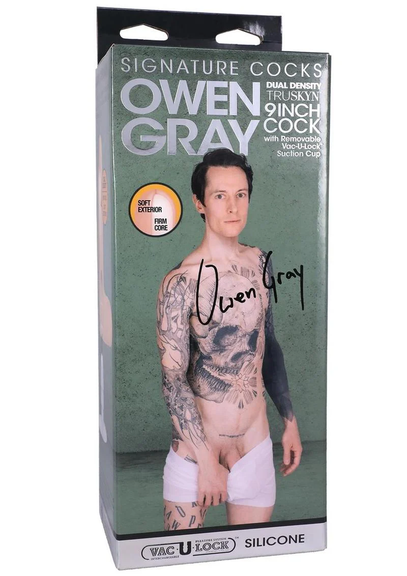 Signature Cocks Silicone Owen Gray Dildo with Removable Suction Cup - Image 2