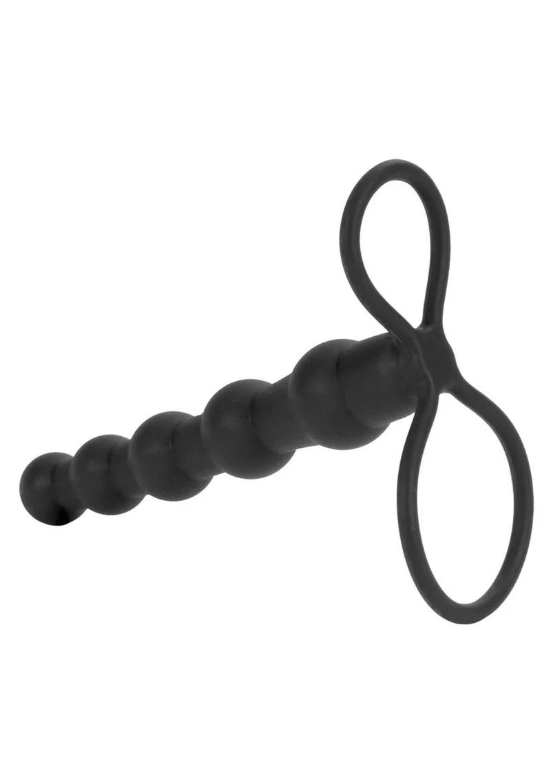 Silicone Beaded Double Rider Anal Probe Cock Ring - Image 3