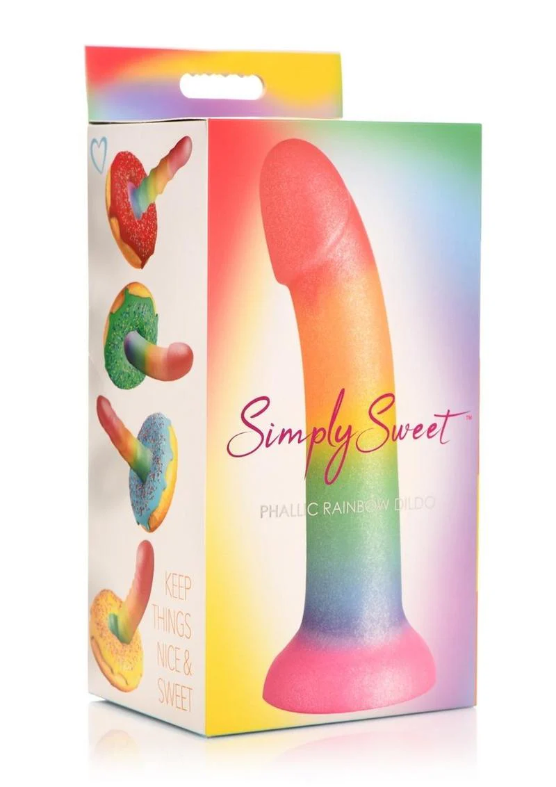 Simply Sweet Phallic Silicone Rainbow Dildo - Image 2
