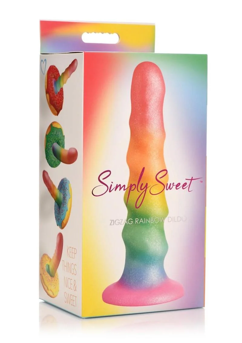 Simply Sweet Zigzag Silicone Rainbow Dildo - Image 2