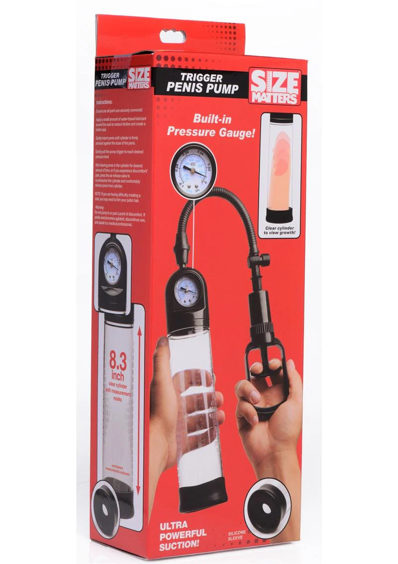 Size Matters Trigger Penis Pump with Built-In Pressure Gauge - Image 2