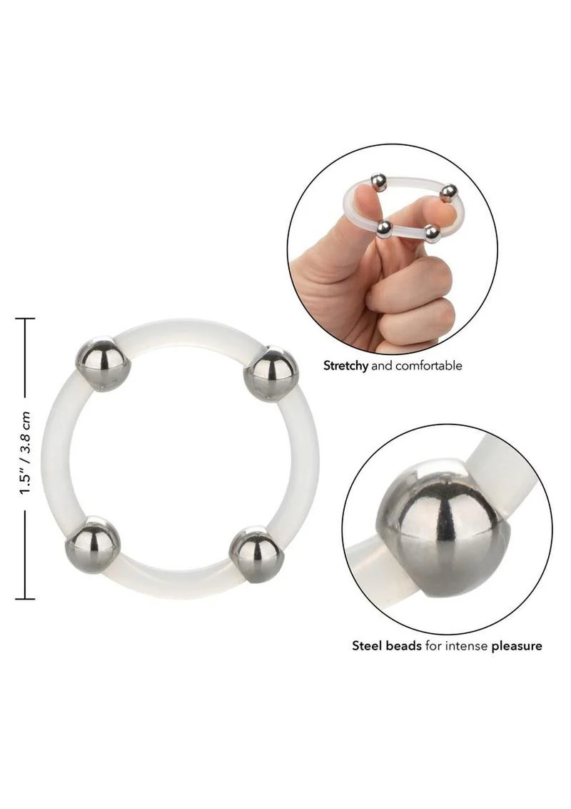 Steel Beaded Silicone Cock Ring - Image 4