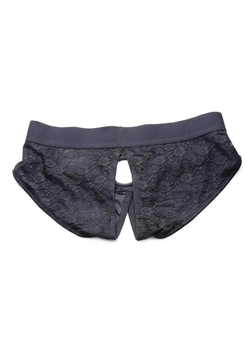 Strap U Lace Envy Black Crotchless Panty Harness - Image 3