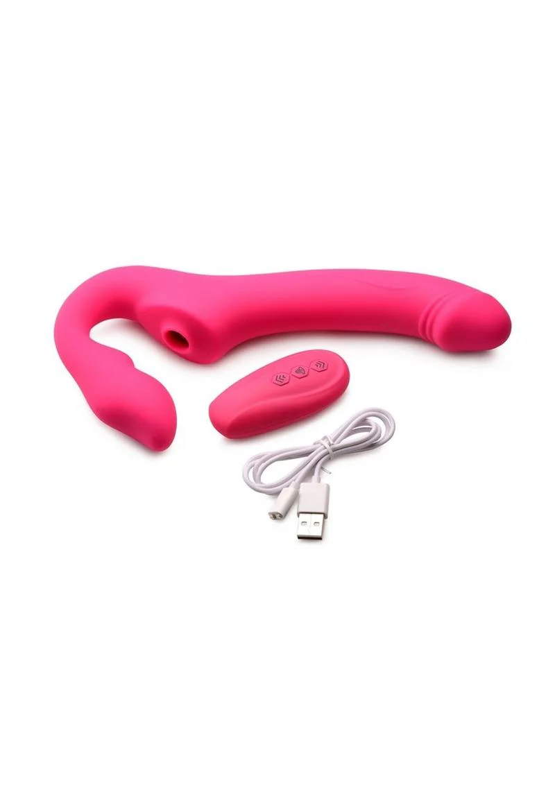 Strap U Licking Vibrating Rechargeable Silicone Strapless Strap-On with Remote Control - Image 3