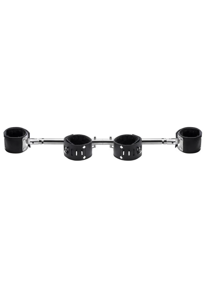 Strict Leather Adjustable Swiveling Spreader Bar with Leather Cuffs - Image 3
