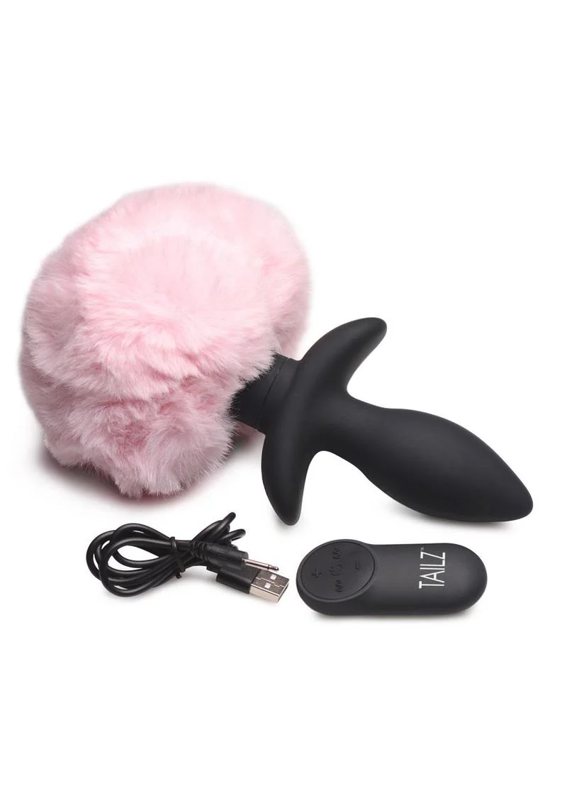 Tailz Moving and Vibrating Bunny Tails Rechargeable Silicone Anal Plug with Remote Control - Image 4
