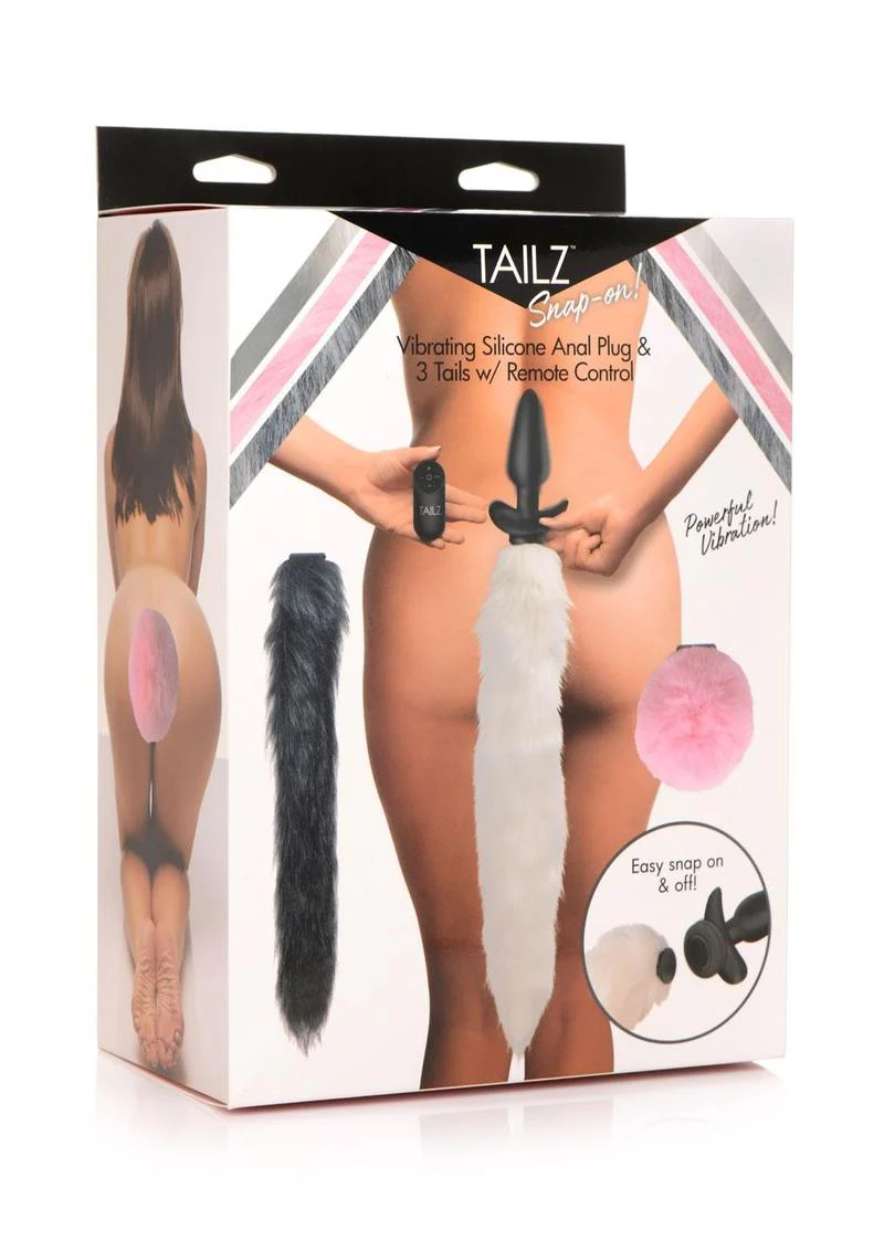 Tailz Vibrating Rechargeable Silicone Anal Plug and 3 Tails with Remote Control - Image 2