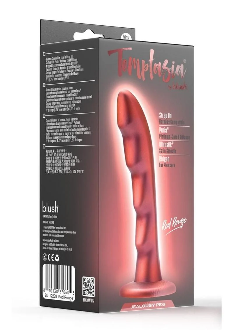 Temptasia Jelousy Peg Silicone Dildo - Red Rouge - Image 2