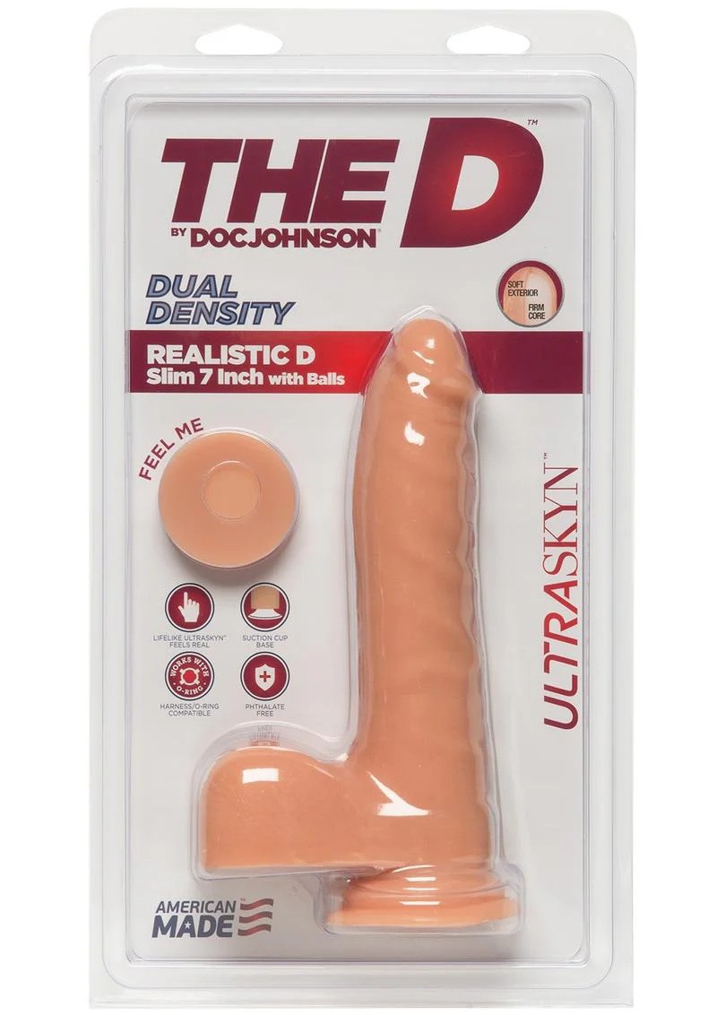 The D Realistic D Ultraskyn Slim Dildo with Balls - Image 3