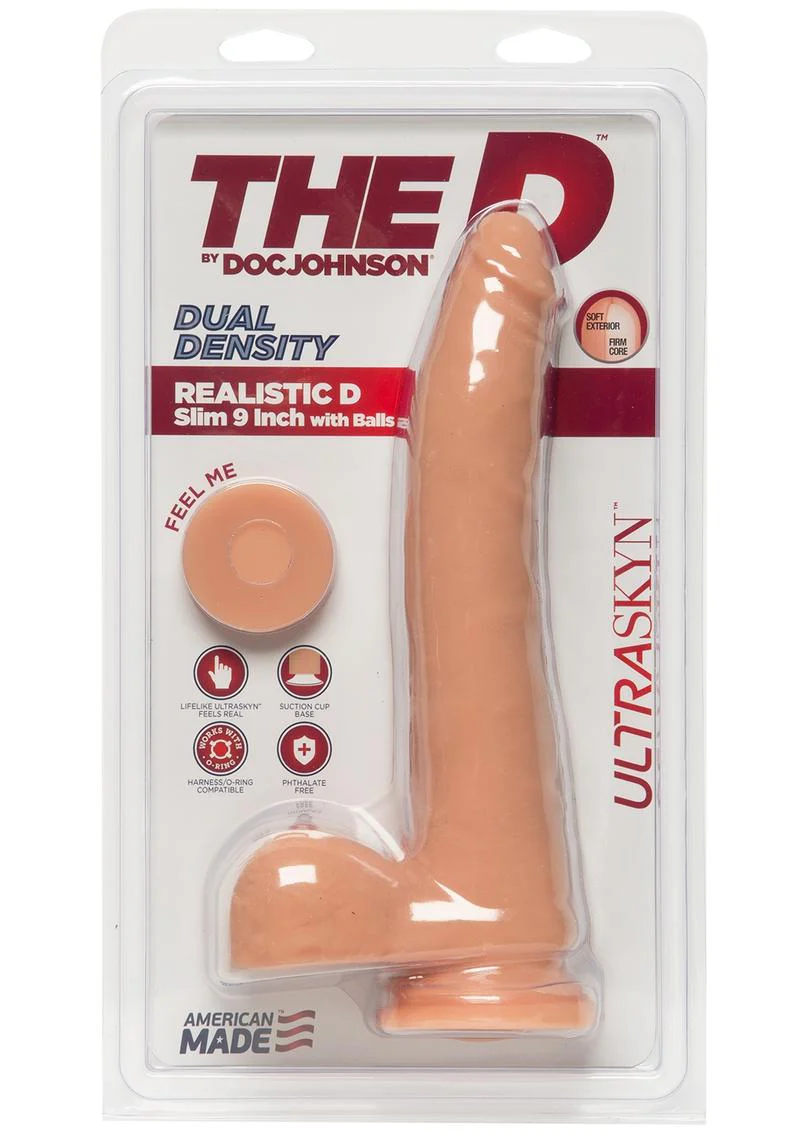The D Realistic D Ultraskyn Slim Dildo with Balls - Image 4