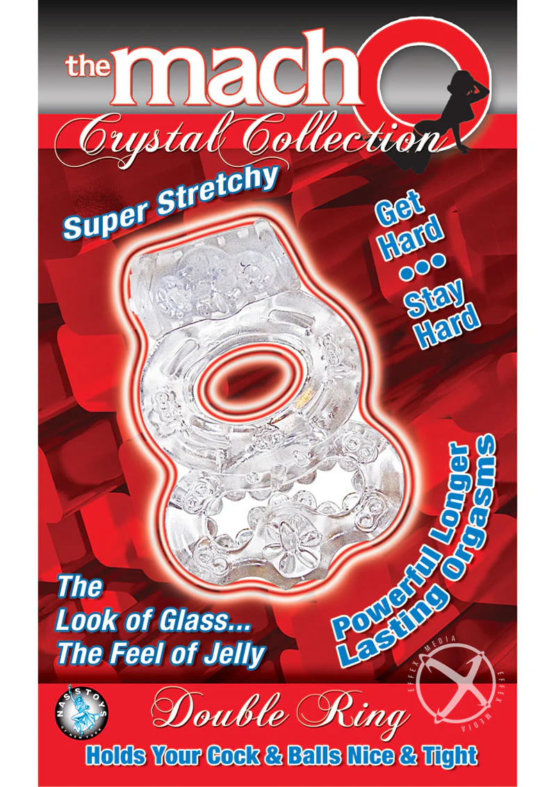 The Macho Crystal Collection Double Ring Vibrating Cock Ring - Image 2