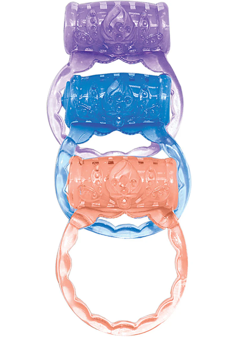 The Macho Three Ring Set Vibrating Cock Ring