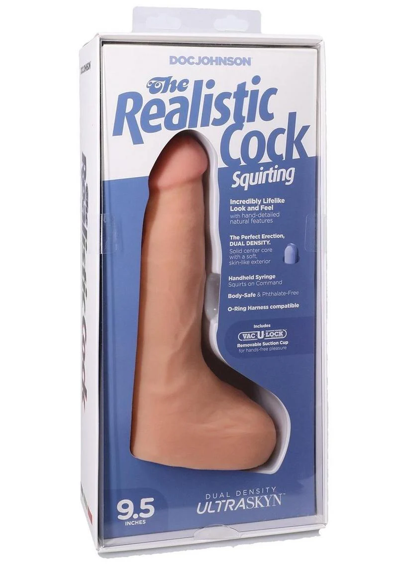 The Realistic Cock with Balls Ultraskyn Squirting with Removable Vac-U-Lock Suction Cup - Image 4