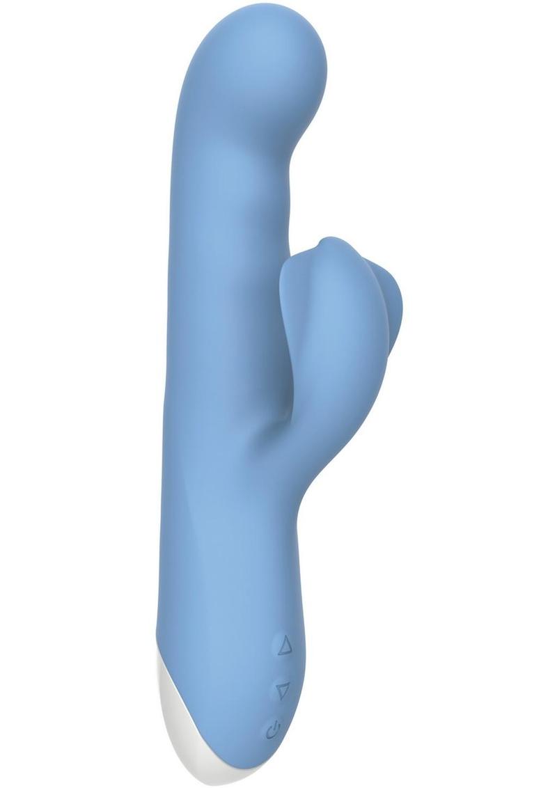 Thump and Thrust Rechargeable Silicone Vibrator with Clitoral Stimulator - Image 3