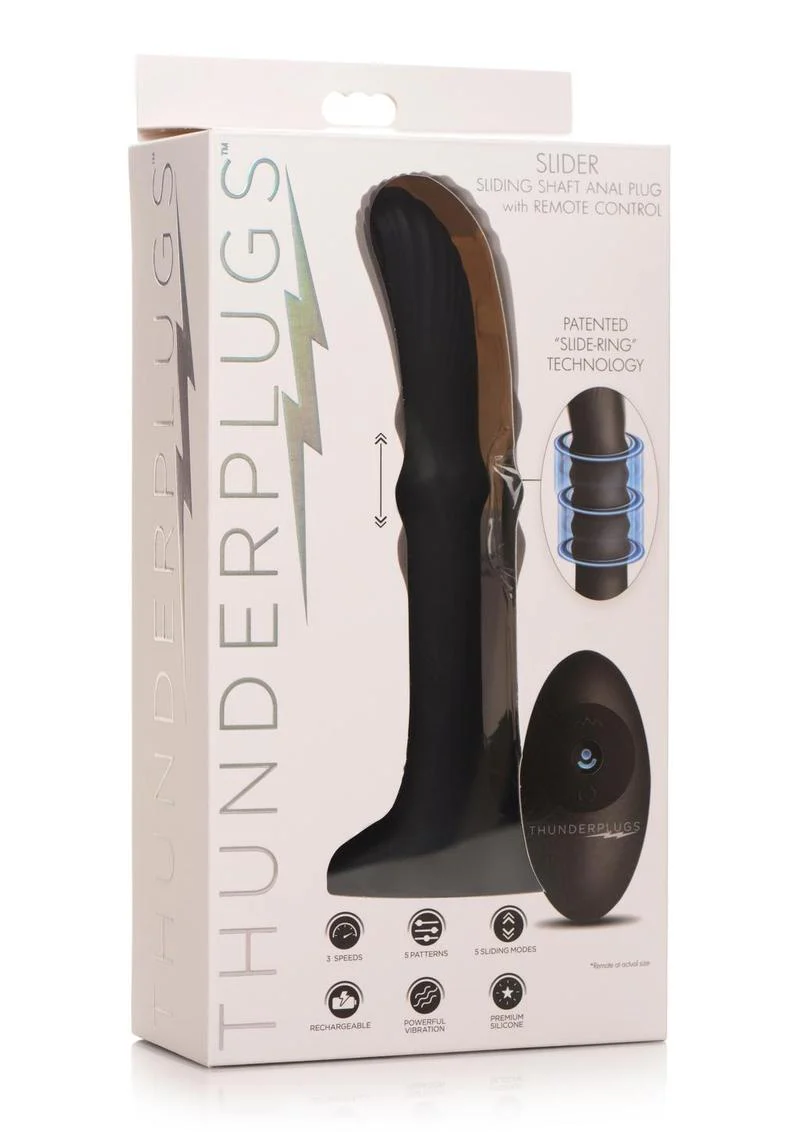 Thunder Plugs Sliding Shaft Silicone Rechargeable Anal Plug with Remote Control - Image 2