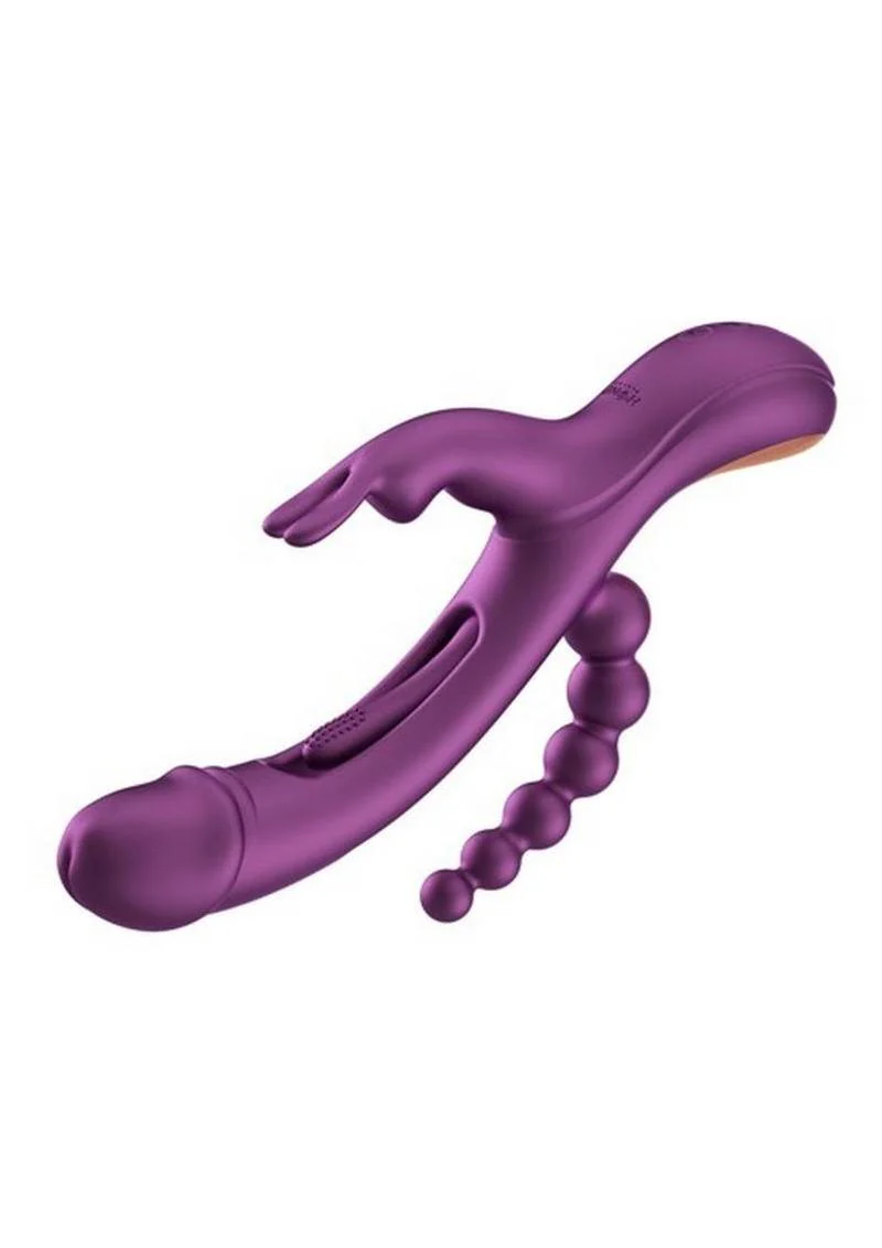 Trilux Kinky Finger Rechargeable Silicone Rabbit Vibrator with Anal Beads - Image 6