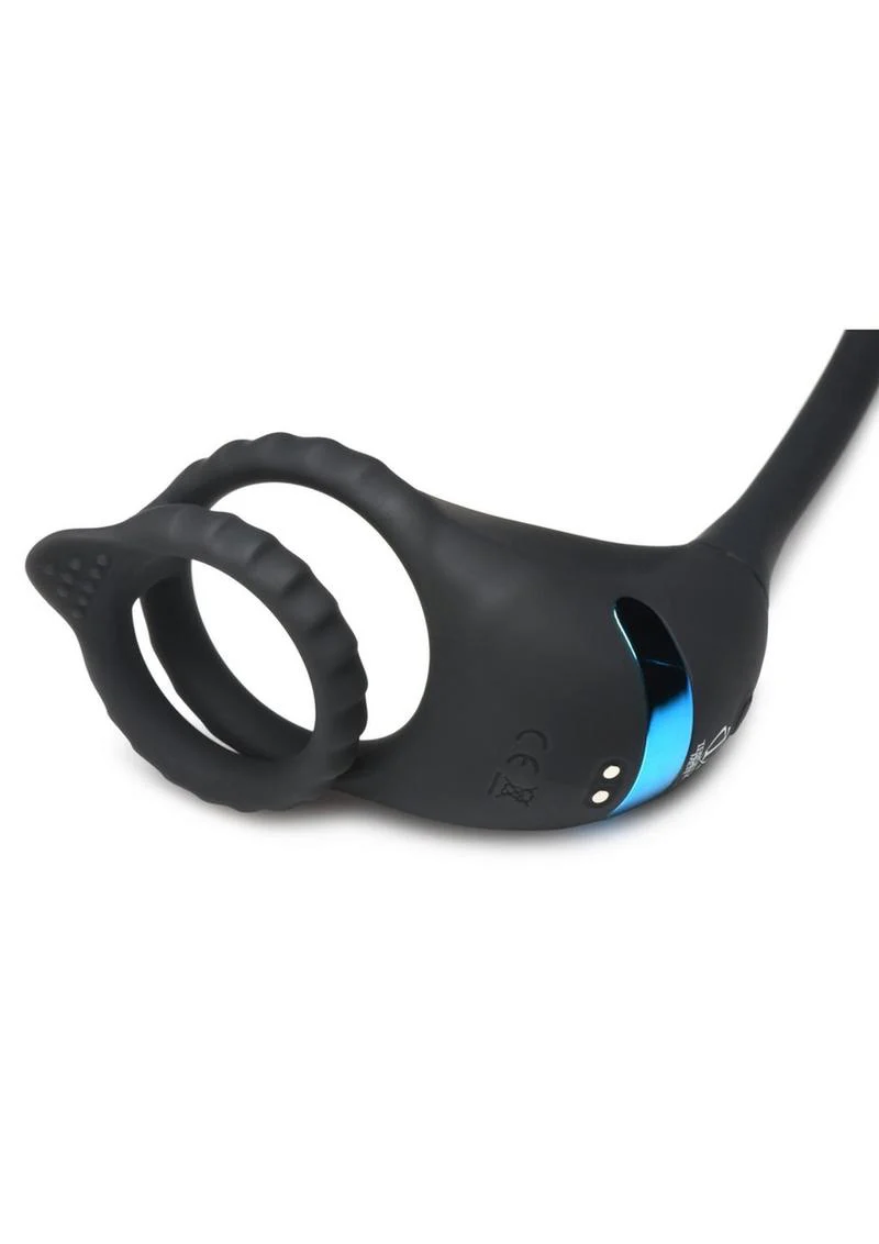 Trinity Men Vibrating Rechargeable Silicone Cock Ring and Anal Stimulator - Image 3