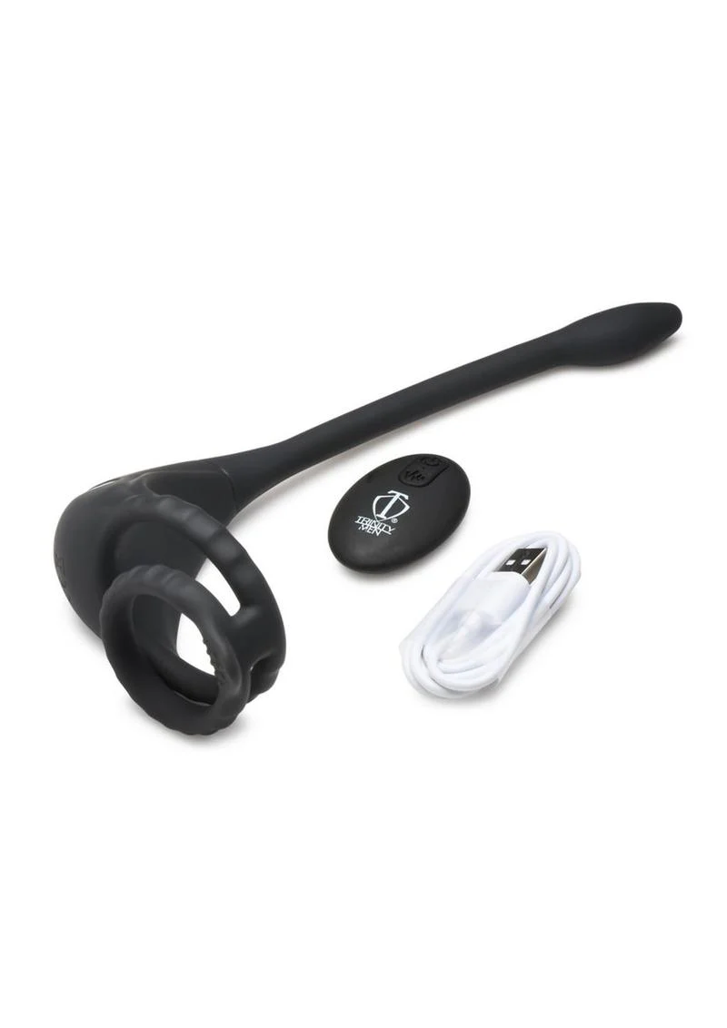 Trinity Men Vibrating Rechargeable Silicone Cock Ring and Anal Stimulator - Image 4