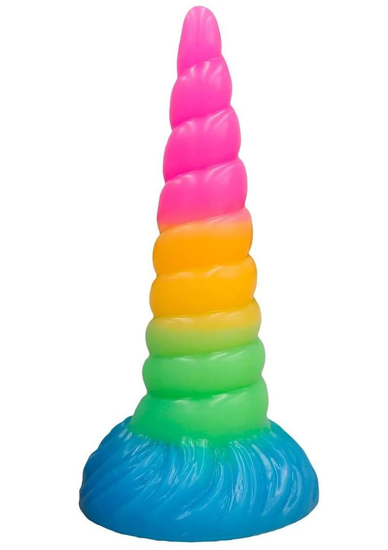 Vac-U-Lock Fantasy Fuckers Celestial Unicorn Horn Glow In The Dark Silicone Dildo