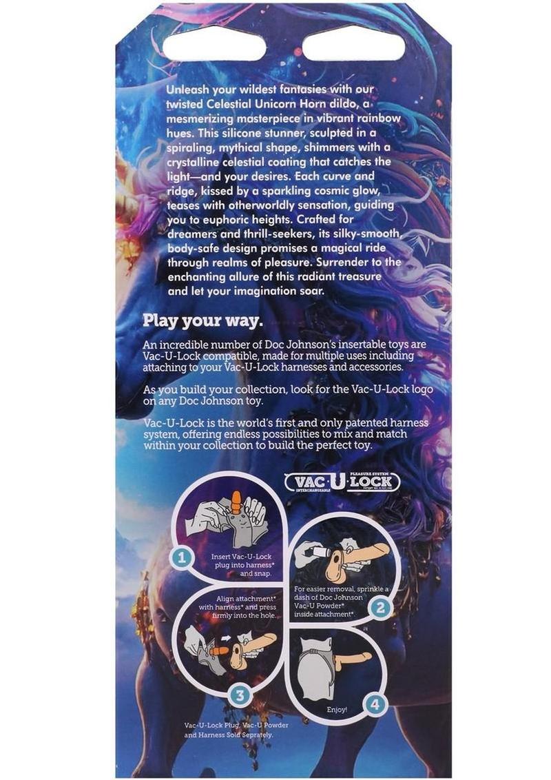 Vac-U-Lock Fantasy Fuckers Celestial Unicorn Horn Glow In The Dark Silicone Dildo - Image 3