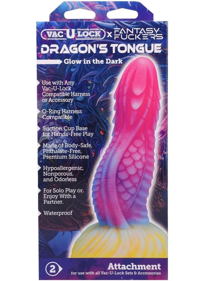 Vac-U-Lock Fantasy Fuckers Dragon's Tongue Glow In The Dark Silicone Dildo - Image 2