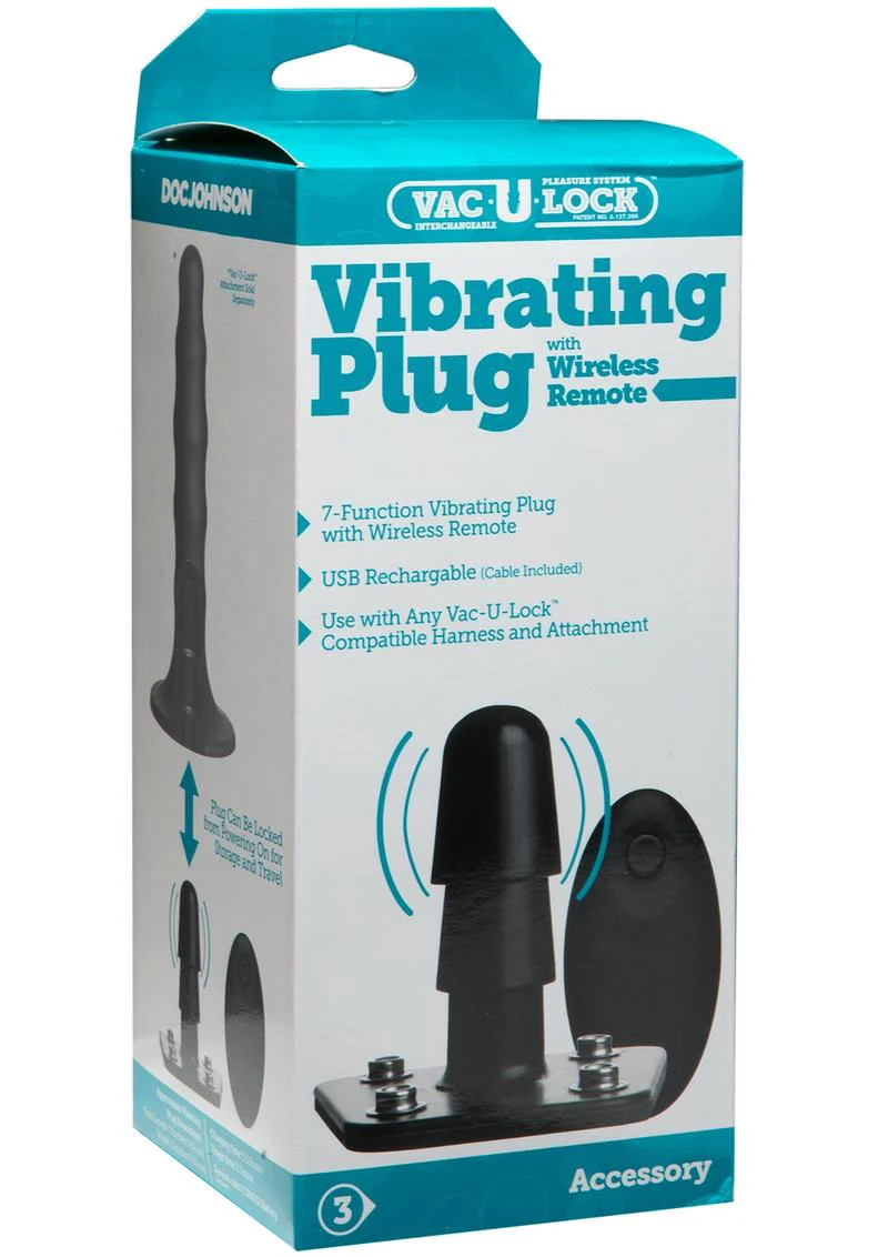 Vac-U-Lock Vibrating Plug with Wireless Remote USB Rechargeable Harness Accessory - Image 2
