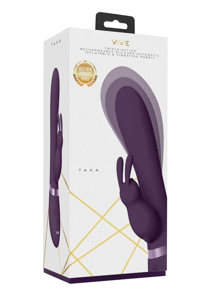Vive Taka Rechargeable Silicone Inflatable and Vibrating Rabbit Vibrator - Image 6
