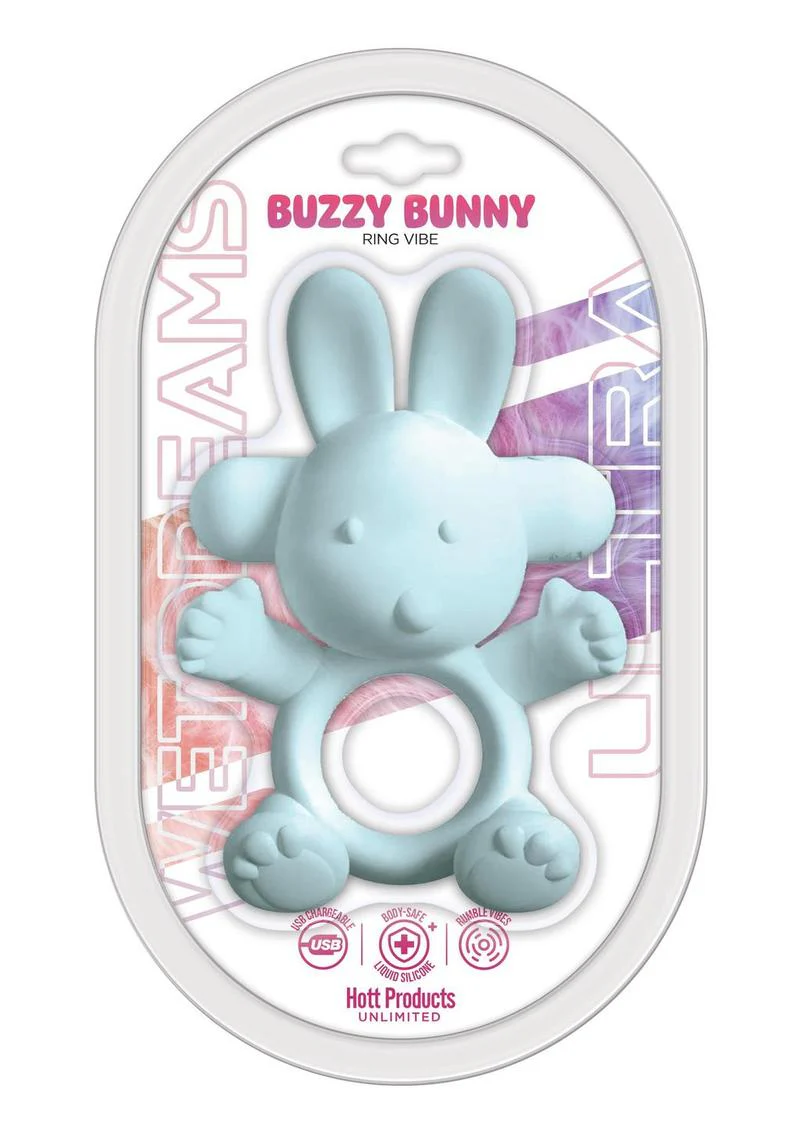 Wet Dreams Buzzy Bunny Rechargeable Silicone Cock Ring - Image 2