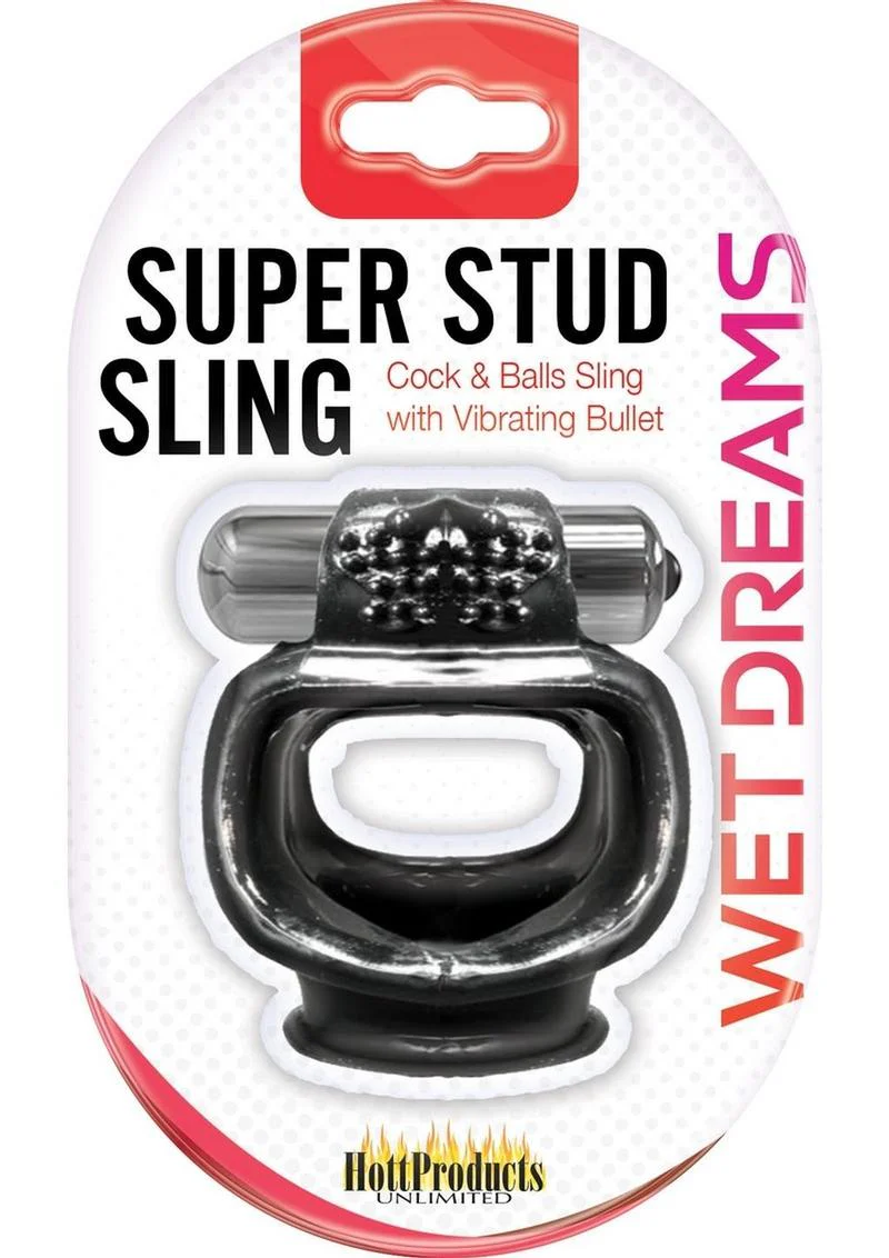 Wet Dreams Super Stud Sling Silicone Vibrating Cock Ring Waterproof - Image 2
